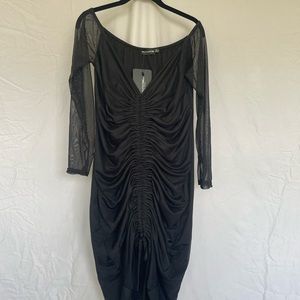 Pretty Little Thing Ruched Black Dress. Size US 14